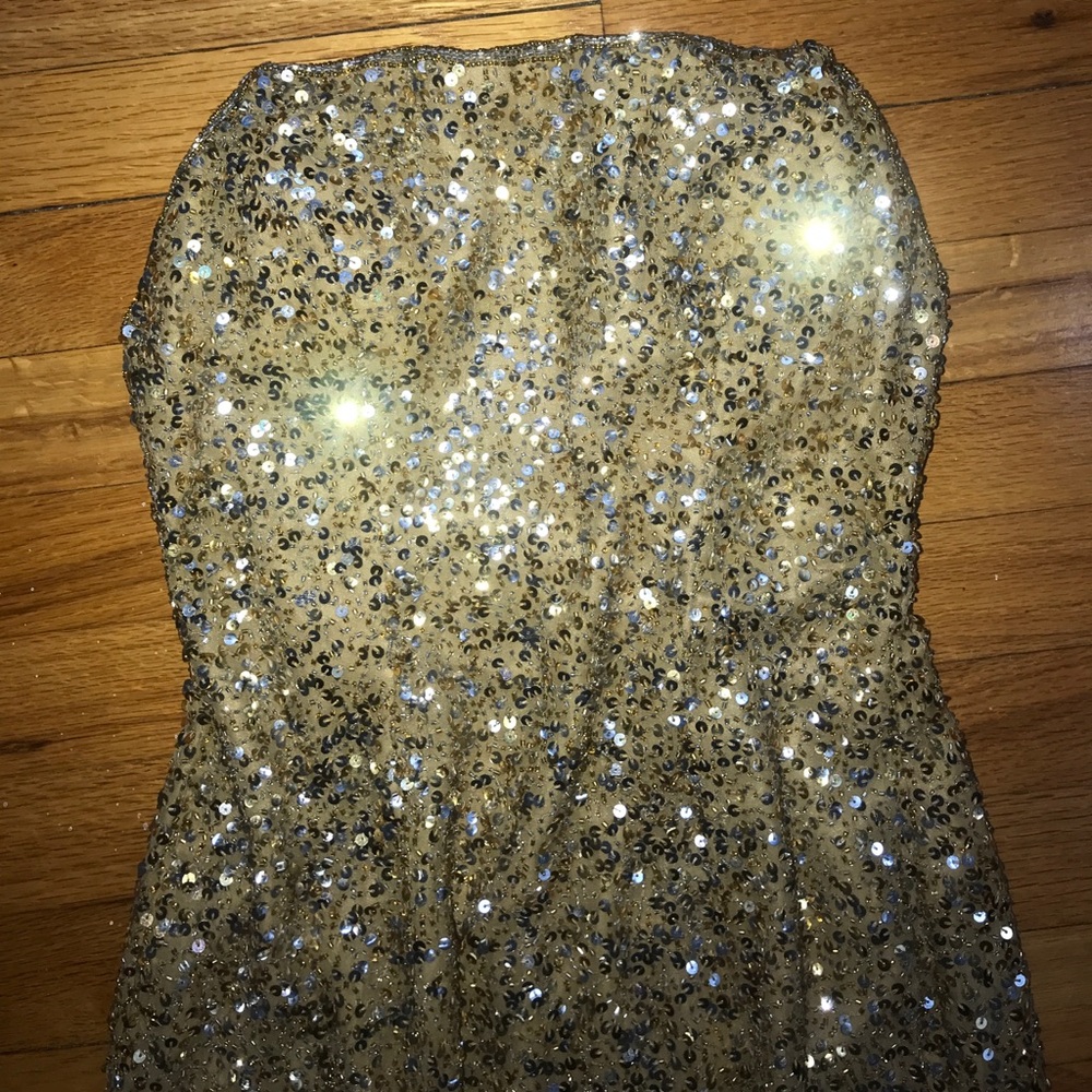 Scala 100% Silk Strapless sequin maxi dress